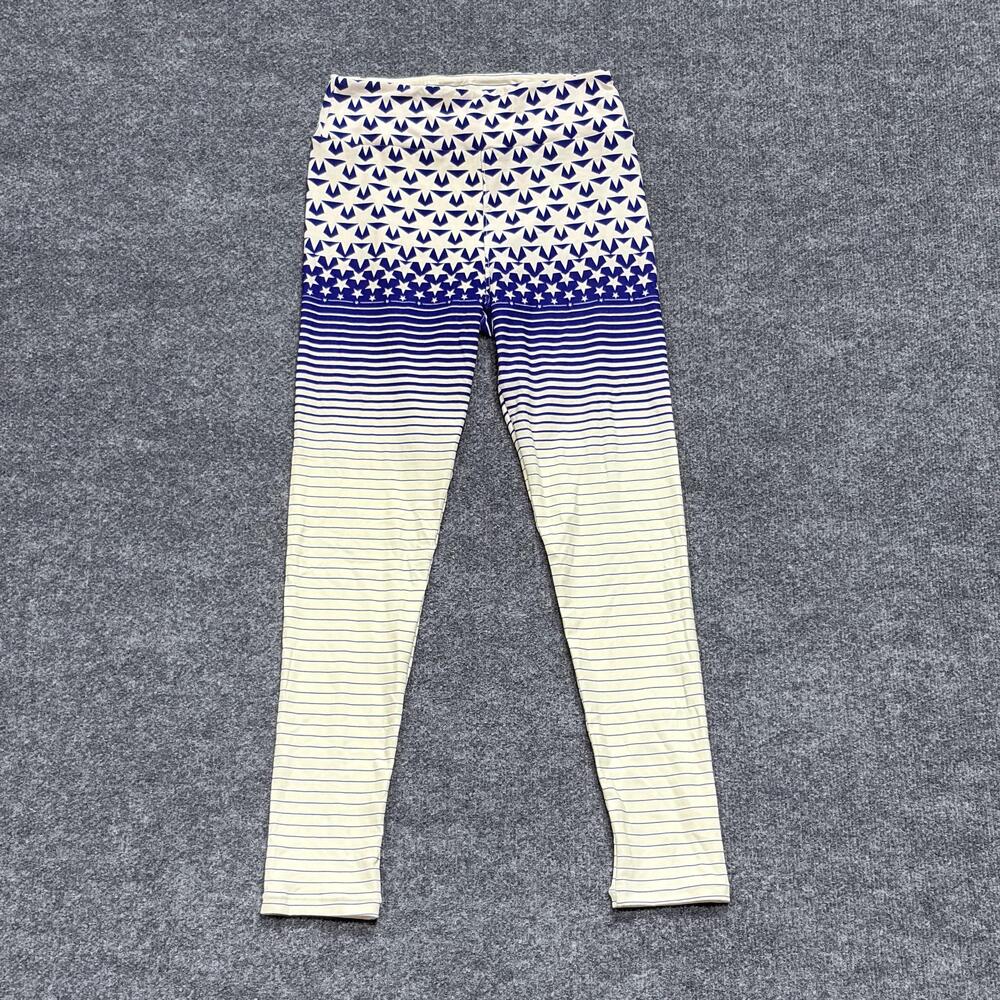 LuLaRoe Leggings Womens One Size Blue White Stars Striped Stretch Yoga Pants